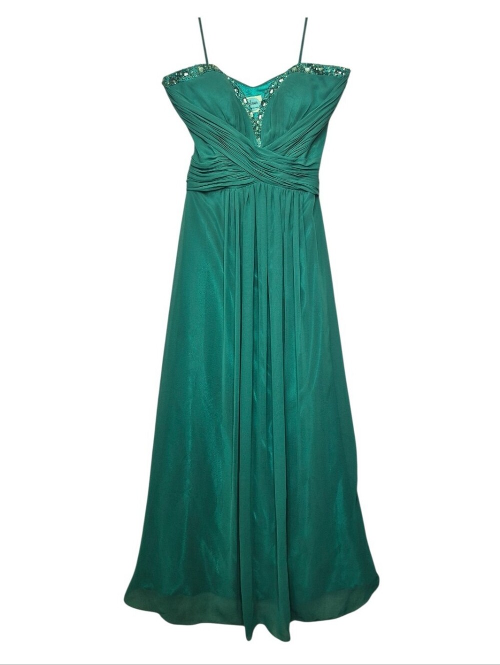 Swoon Boutique Strapless Emerald Green Evening Gown with Beaded Sweetheart
